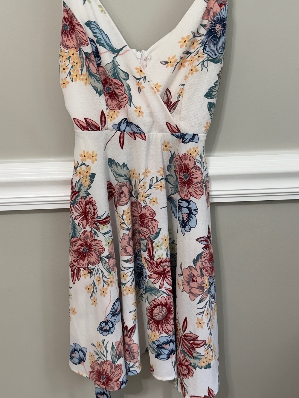 love J White Floral Wrap Dress with Pink, Blue & Yellow Accents 309 - Picture 6 of 7